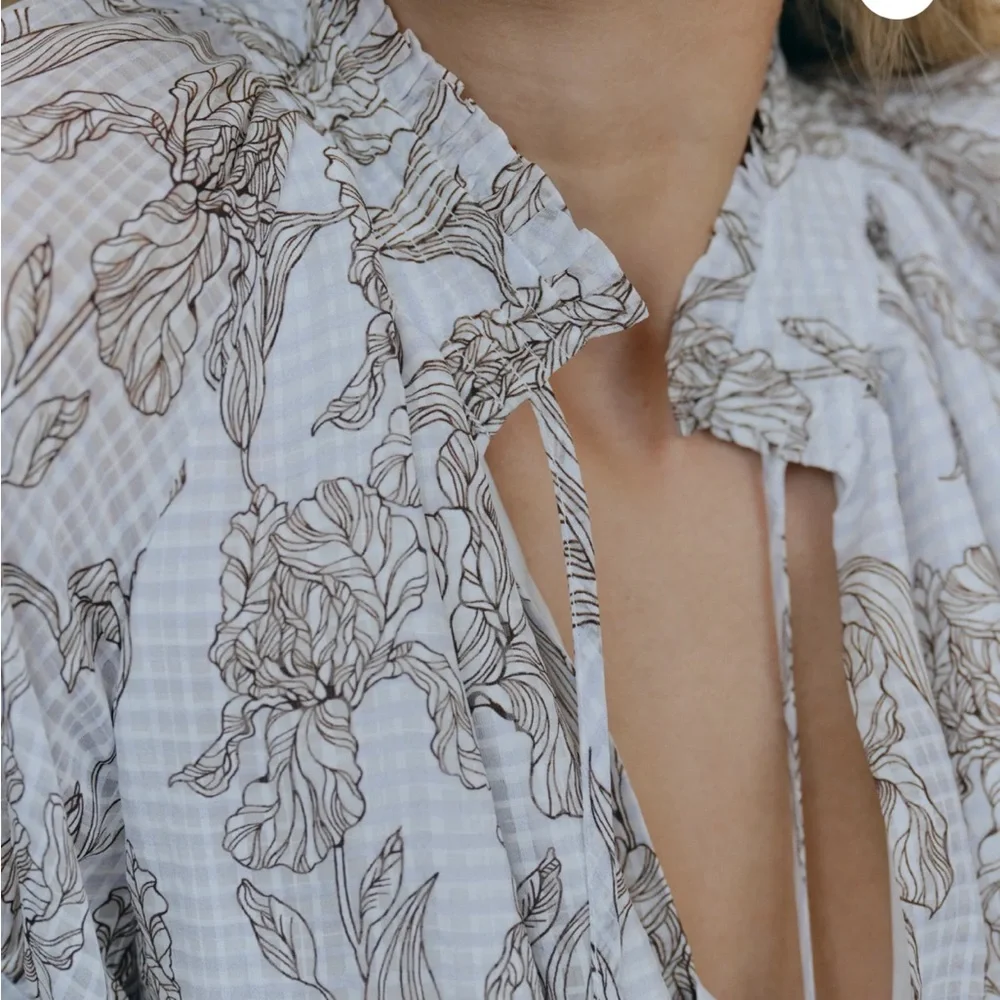 NWT Birgitte Herskind Gajol Blouse Blooming Floral Metallic  38 - Picture 7 of 13